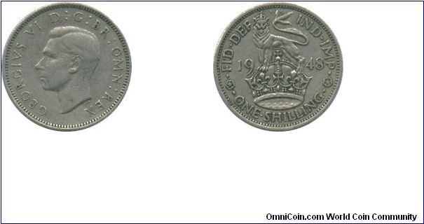 1948 Shilling -- English Reverse