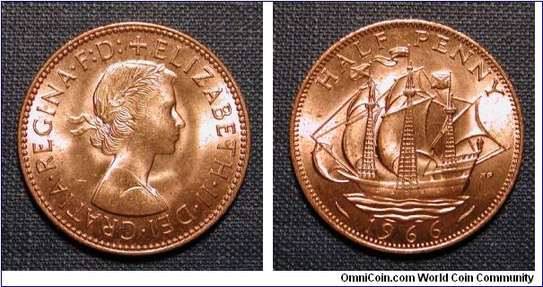 1966 Great Britain Half Penny
