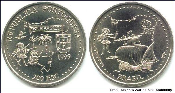 Portugal, 200 escudos 1999. Golden Age of Portuguese Discoveries (X series).
Brasil.