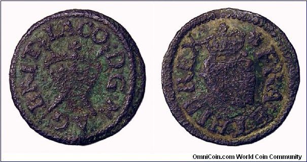 1613 Ireland Farthing. James I.

Corroded - probably dug.