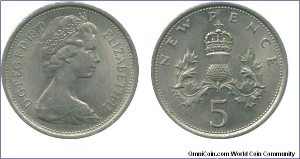 1970 Five Pence