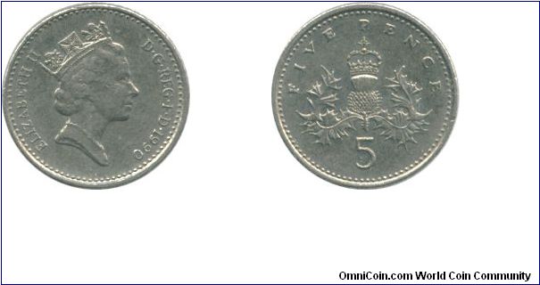 1990 Five Pence