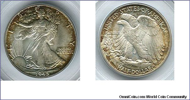 1945 PCGS MS66 Walking Liberty Half