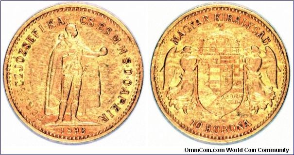 Hungary was founded by the Magyars in the 9th century, was united with Austria for many centuries to avoid Turkish invasion, which is why our gold 10 Korona shows Emperor Franz Joseph. Hungary became an independent republic in 1989.