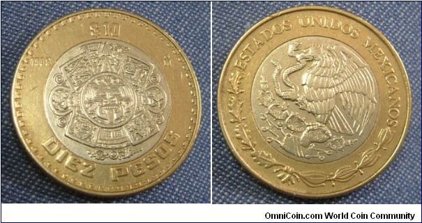 MEXICO 1998 COIN 10 PESOS. WITH IMPRINTS OF MAYAN ARTS. For sale. Please make an offer.