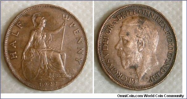 UK 1927 1 Penny copper coin. For sale. Please make an offer.
