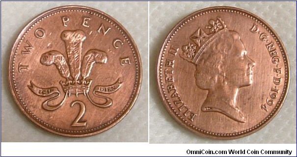 UK 1994 2 pence copper coin in AUNC condition. There is no other copper coin like this . For sale. Please make an offer.