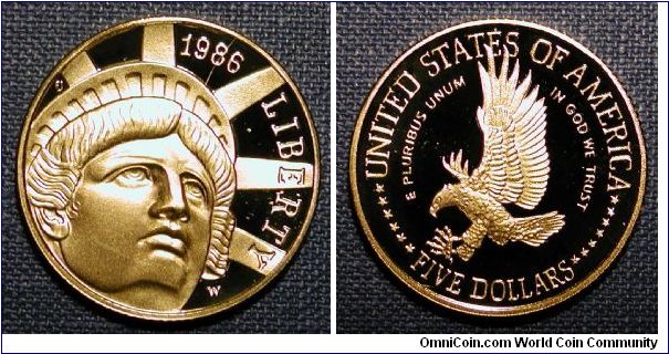 1986-W Liberty Gold $5 Commemorative