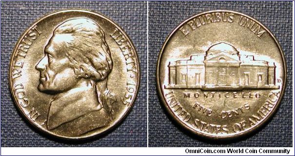 1955-D Jefferson Nickel