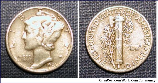 1945 Mercury Dime