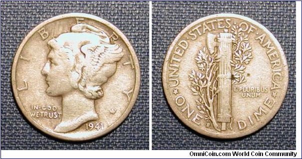 1941-S Mercury Dime