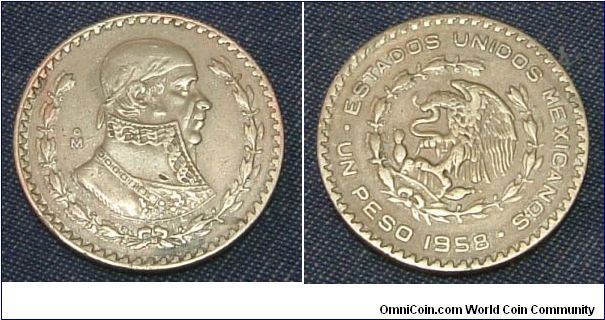 MEXICO 1958 SILVER PESOS. Rare silver beauty. Superb condition. For sale. Please make an offer.