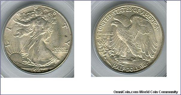 1947-D PCGS MS64 Walking Liberty Half