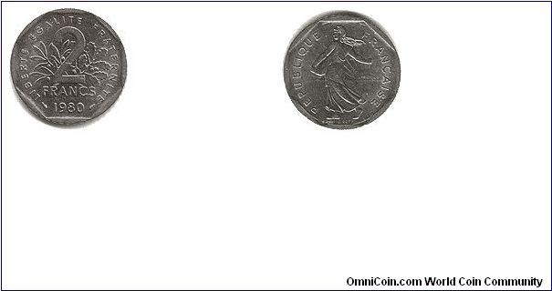France - 2 Francs -1981 - KM# K-942.1