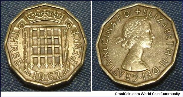 RARE UK 1962 3 PENCE COIN. For sale. Please make an offer.