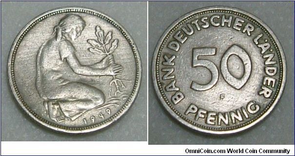 GERMANY 1949 50 PFENNIG.
Very fine piece. For sale. Please make an offer.