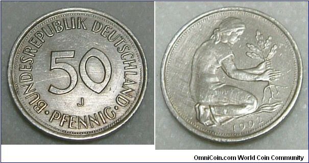 GERMANY 1992 50 PFENNIG
Very fine piece. For sale. Please make an offer.