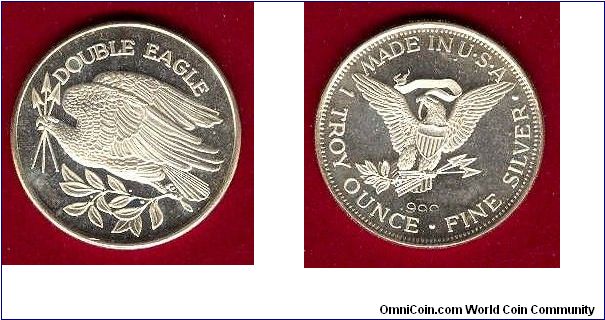 DOUBLE EAGLE -
1 TROY OUNCE -
.999 FINE SILVER -
MADE IN USA