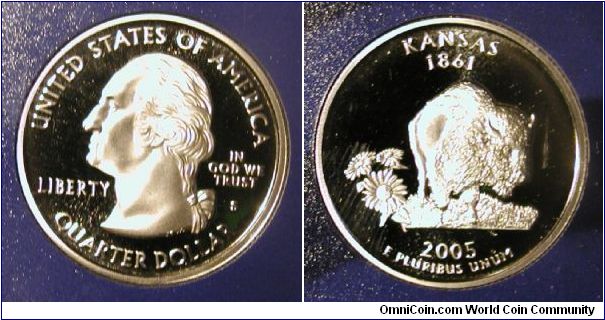 2005-S Kansas State Quarter Proof in Mint Set Packaging.