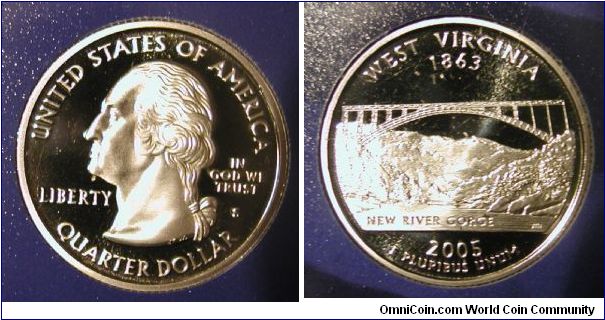2005-S West Virginia State Quarter Proof in Mint Set Packaging.