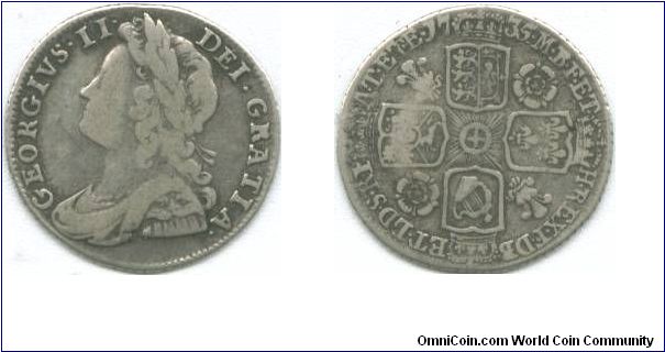 1735 roses and plumes sixpence, rarer date.