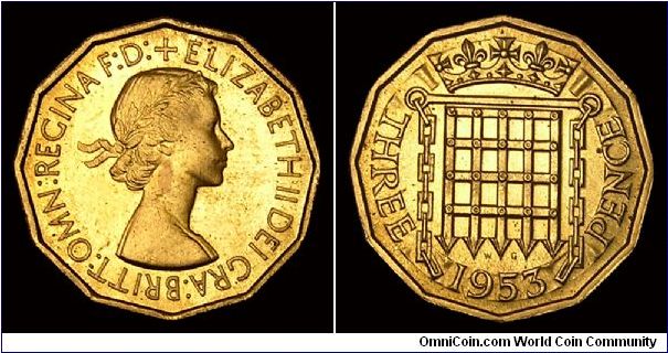 1953 GB Three Pence, Elizabeth II.


From 1953 Proof Set.