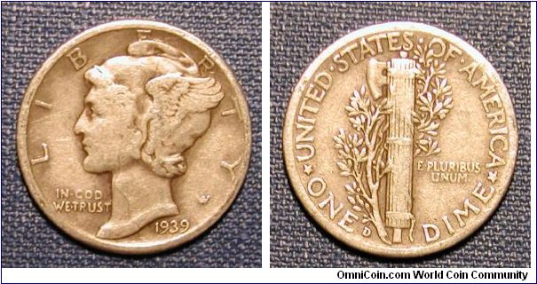 1939-D Mercury Dime