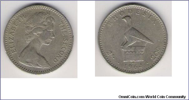 Rhodesia 1964 2s / 20c