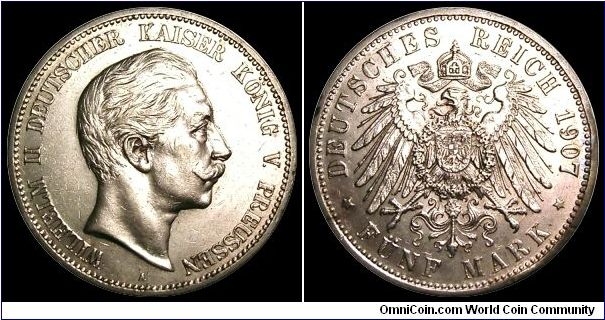 5 Mark Prussia 1907, Wilhelm II.