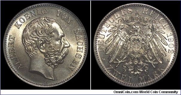 2 Mark Saxony 1902,
 not the common commemorative on the death of King Albert, this one was struck for circulation.