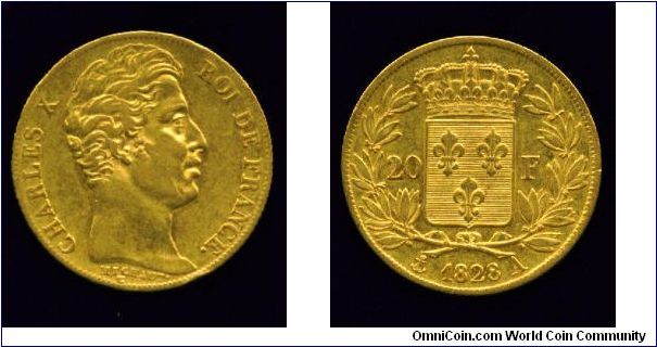 Charles X Gold 20 Franc.