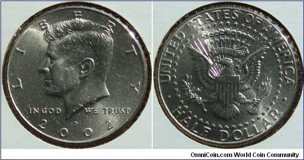 2002 Denver Half Dollar Last year of Issue for Circulation Mintage 2,500,000
