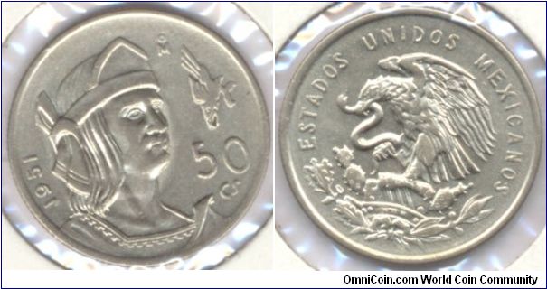 Silver 50 Cents Mexico 1951