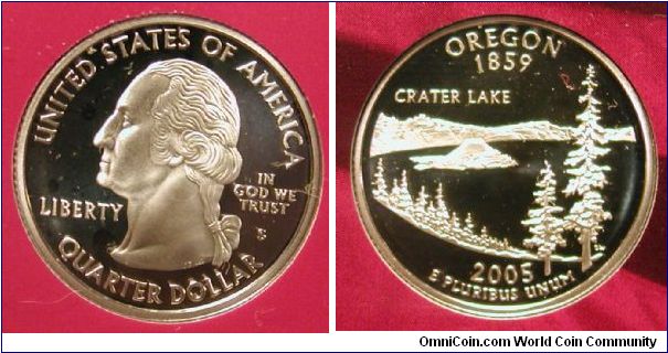 2005-S Silver Oregon Quarter Proof in original Mint Packaging.