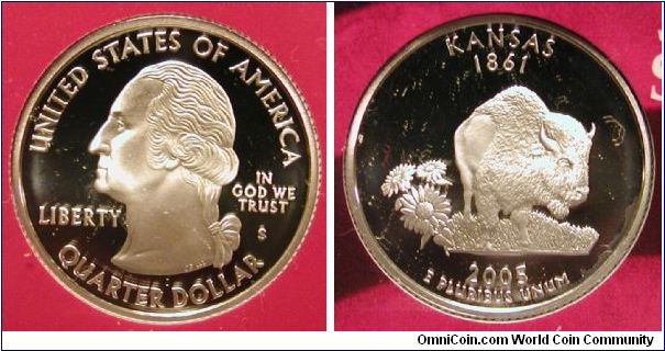 2005-S Silver Kansas Quarter Proof in original Mint Packaging.