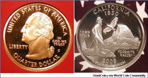2005-S Silver California Quarter Proof in original Mint Packaging.