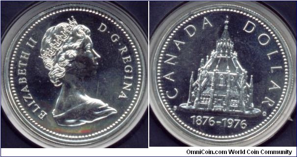 Silver 1 Dollar Canada 1976.
Parliament Library.