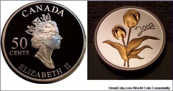 Canadian Tulip 50 cent silver proof