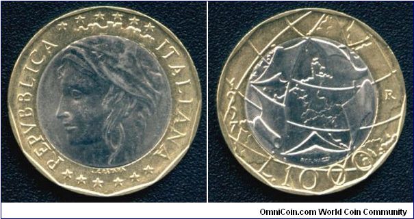 Italy 1000 lire 1997 bimetallic