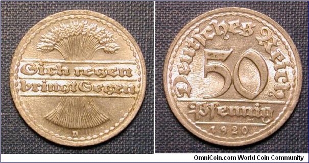 1920-D Germany 50 Pfennig