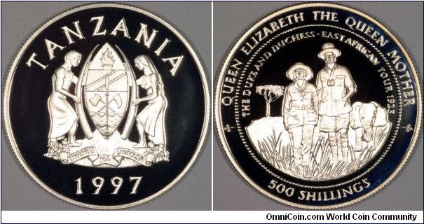 Tanganyika and Zanzibar merged in 1964 to form Tanzania having become independent of Britain in 1961 and 1963 respectively. It remains a member of the British Commonwealth.Our featured coins shows the Queen Mother, and George VI, then the Duke and Duchess of York on their visit to Tanzania in 1925.