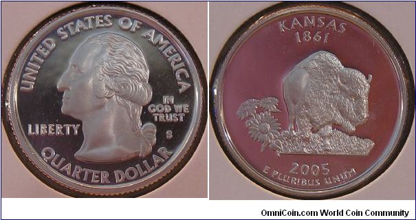 2005 Proof Kansas Quarter; San Francisco Mint