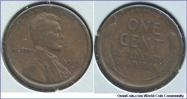 A 1919 1 Cent Coin San Francisco Mint