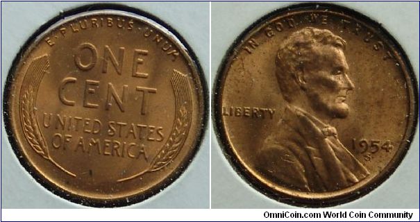 A 1954s Wheat Back Cent San Francisco Mint