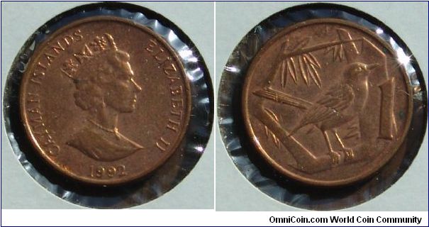 A 1992 1 Cent Coin from the Cayman Islands