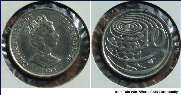 A 1992 10 Cent Coin from the Cayman Islands