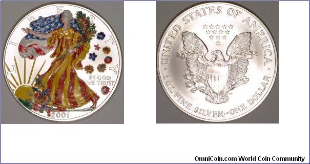 Summer version of the 2001 coloured silver eagle.