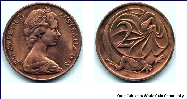 Australia, 2 cents 1978.
Queen Elizabeth II.