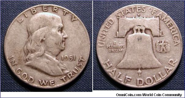 1951-S Franklin Half Dollar