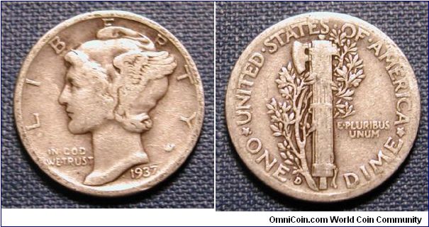 1937-D Mercury Dime